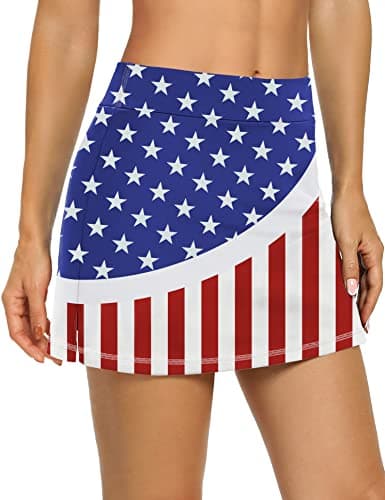 LouKeith Women's Golf Skirts Mini Skorts Summer Workout Shorts with Pockets — Usa Flag
