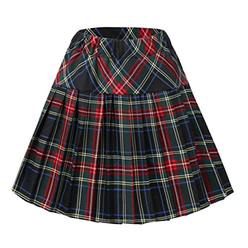 Urban CoCo Women's Elastic Waist Tartan Pleated School Skirt — Series 18