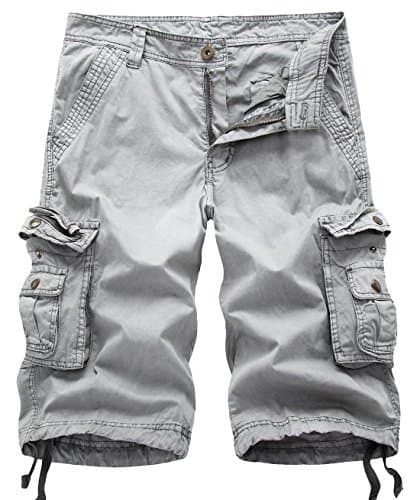 Men's Multi-Pocket Cargo Shorts — Light Grey