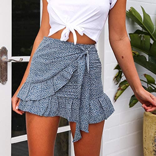 2024 Women's Mini Skirt in Ruffle A-Line Style — Blue
