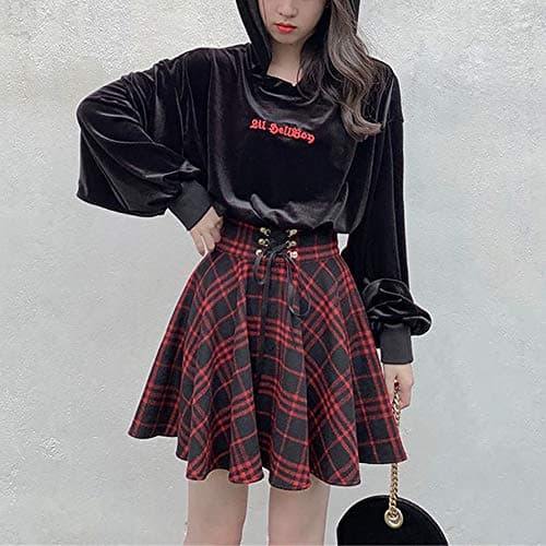 YANOOLH Women's Plaid A-line School Skirt