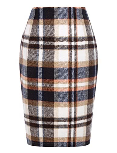 2024 Fall/Winter Plaid Midi Skirt for Women — Brown