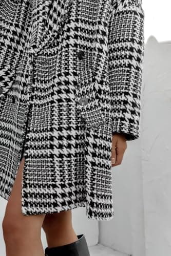 ChouYatou Women's Winter Houndstooth Wool Blend Peacoat