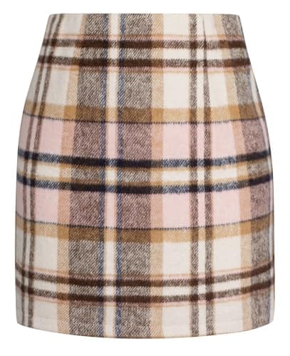 Kate Kasin 2025 High Waisted Casual Plaid Pencil Skirt for Women — Pink