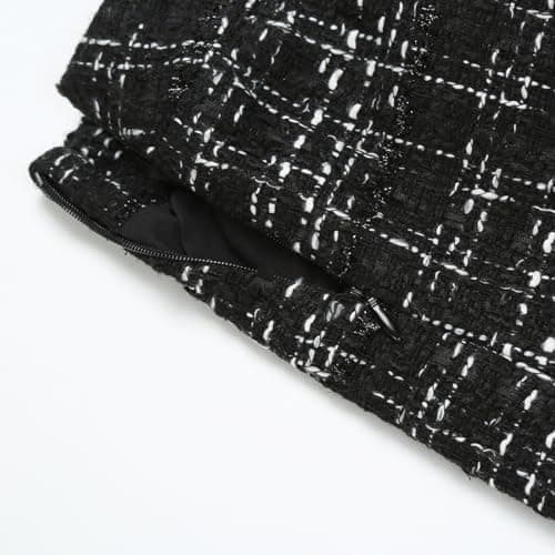 Womens Wool Plaid Mini Skirt with High Elastic Waist for Fall and Winter