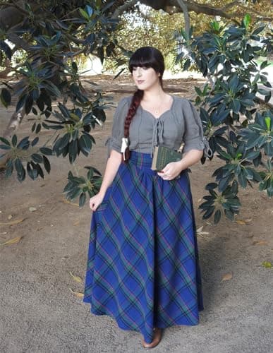 Scarlet Plaid Victorian Maxi Skirt for Women High Waist