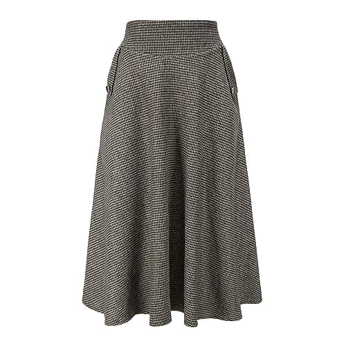 High Waist Plaid Wool Maxi Skirt for Women - A-Line Flared Style