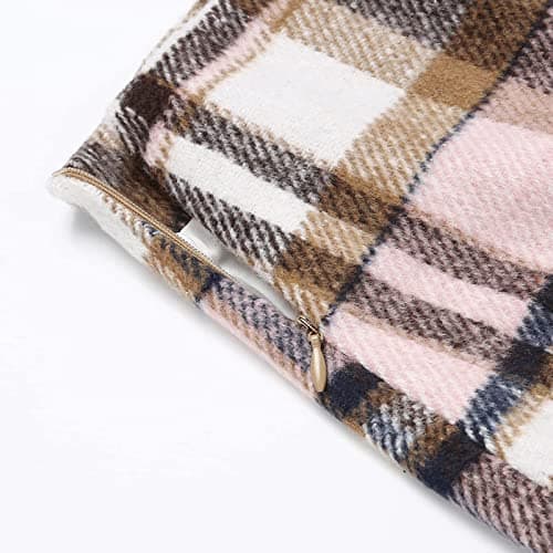 AMDBEL High-Waist Plaid Wool Pencil Skirt for Women