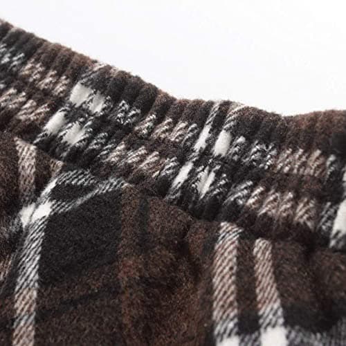 Ylingjun Long Plaid Wool Skirt for Women Winter Fall
