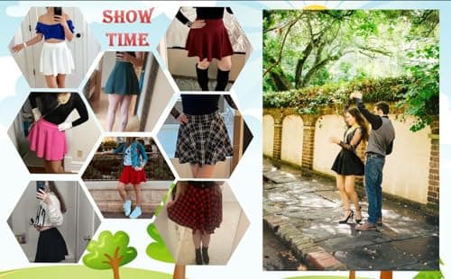 Women's Mini Flared A-Line Stretchy Party Skirts with Shorts