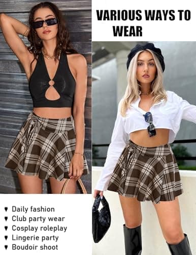 Avidlove Mini Pleated Drawstring Skater Skirt S-XXL