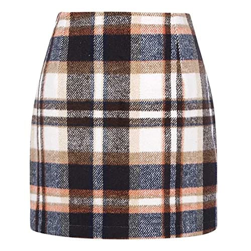 2024 Fall/Winter High Waist Wool Plaid Skirt for Women - Casual and Bodycon — 01 Brown