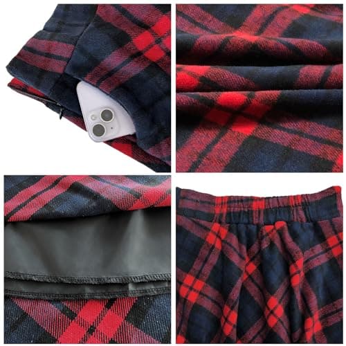 HERBATOMIA Women's High-Waist Casual Pleated Midi Skirt with Pocket