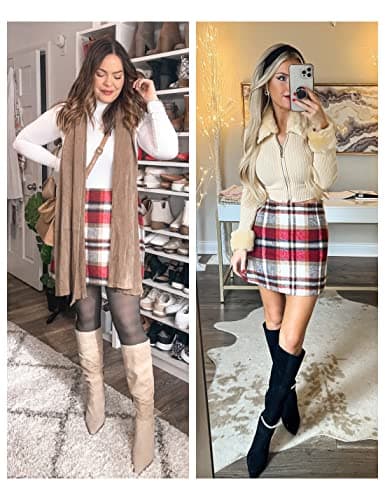 UANEO High-Waisted Plaid Mini Skirt for Women