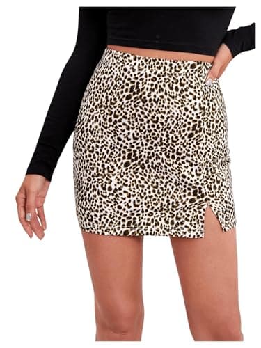 MakeMeChic Women's High Waisted Plaid Pencil Mini Skirt — White and Brown