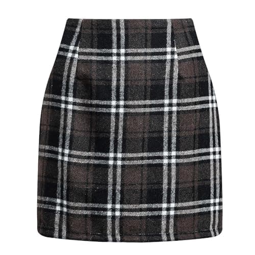 Astreeas High-Waist Wool Plaid Mini Skirt for Women