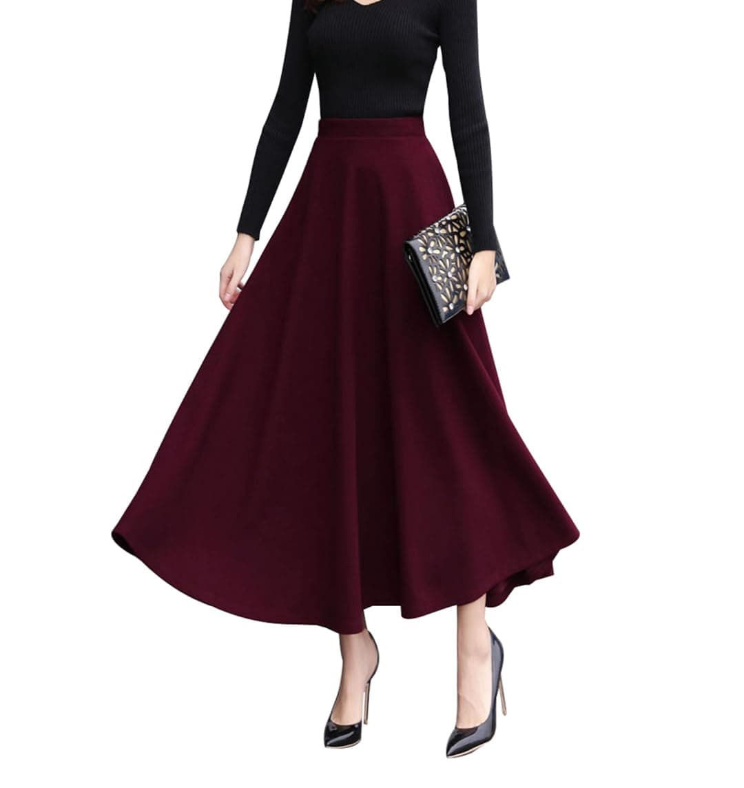 Vintage Wool Plaid Skirt for Women Fall Winter
