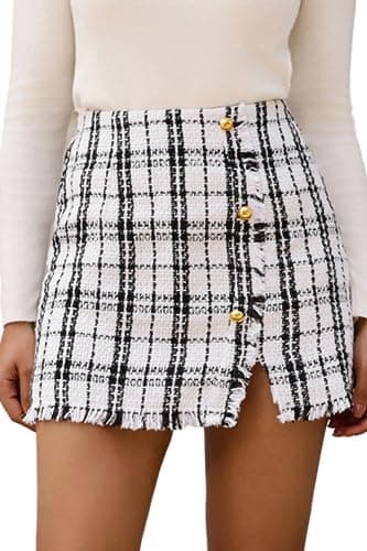 Kate Kasin Women's High Waist Plaid Skirt Mini Bodysuit