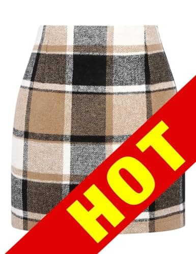 IDealsanxun Women's High Waist Plaid Wool Pencil Skirt — Brown New