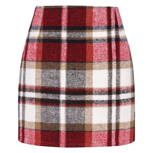 DAYINKEE Women's High Waisted Plaid Bodycon Mini Skirts