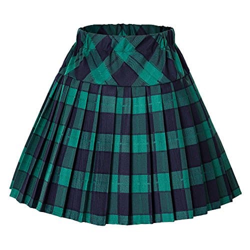 Urban GoCo Large Green Plaid Pleated Mini Skirt Series 5