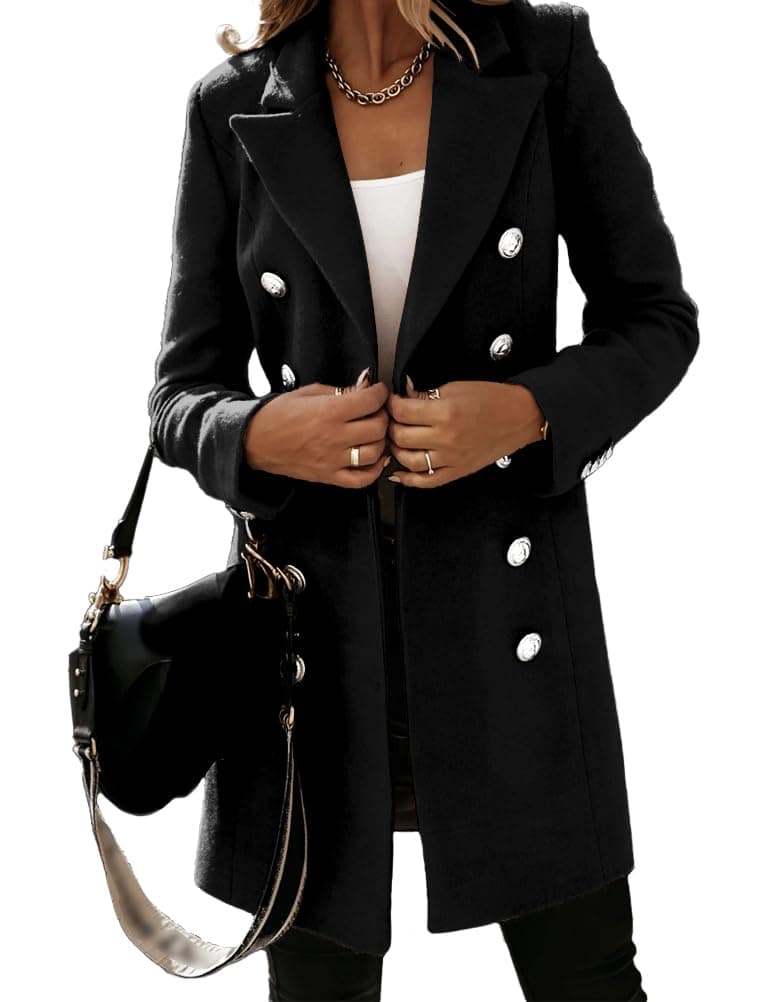 IDEALSANXUN Women's Mid-Length Double Breasted Wool Trench Coat 2024