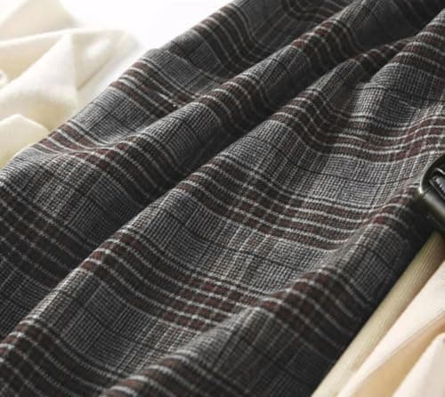 Vintage Women's Plaid Wool Overall Jumper Dress with Pockets