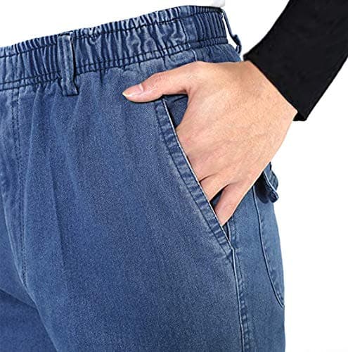 Men's Elastic Waist Denim Jeans for Casual Comfort