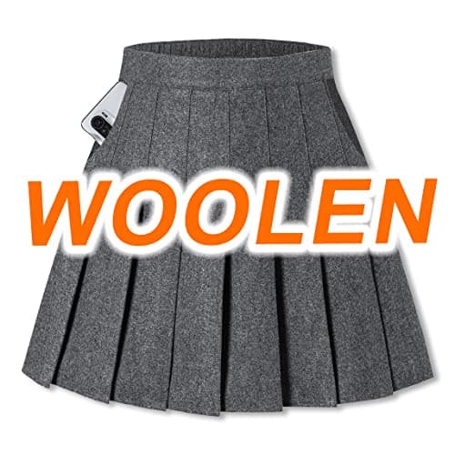 Sangtree Women's Wool Pleated Skirt with Stretch Band, US 4XL, Winterattice — Grey Woolen