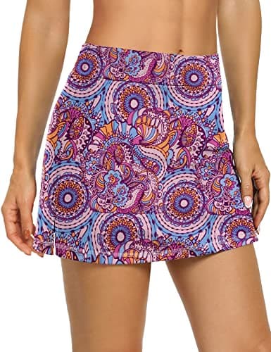 LouKeith Women's Golf Skirts Mini Skorts Summer Workout Shorts with Pockets — Pattern 9-bohemian