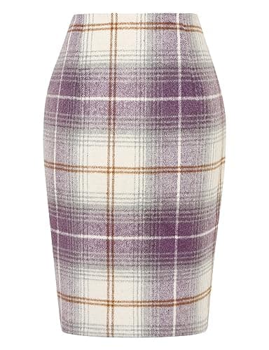 2024 Fall/Winter Plaid Midi Skirt for Women — Purple