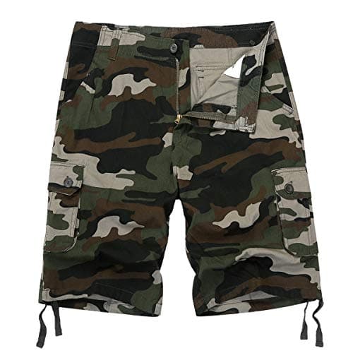 Military Camo Cargo Shorts for Men — Green Camo