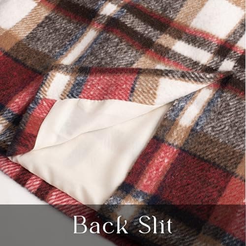 Womens Kate Kasin Wool Plaid Pencil Skirt Slit High Waist