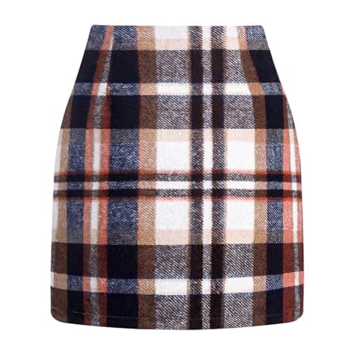 UANEO High Waisted Plaid Mini Skirt for Women — Navy