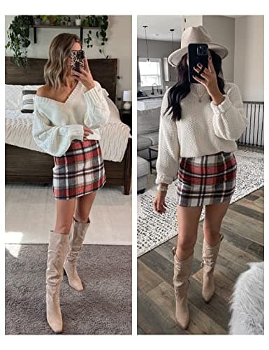 UANEO High-Waisted Plaid Mini Skirt for Women