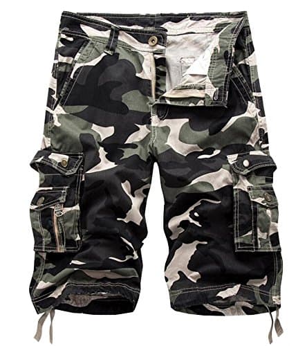 DONGD Men's Camo Cargo Shorts — Light Army Green Camo