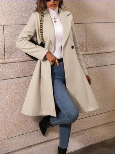 IDEAL SANXUN Women's Wool Trench Coat Fall Winter Dressy