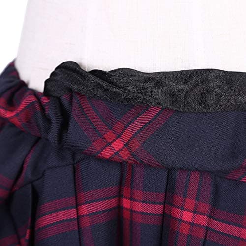 Urban CoCo Women's Elastic Waisted Tartan Pleated School Skirt