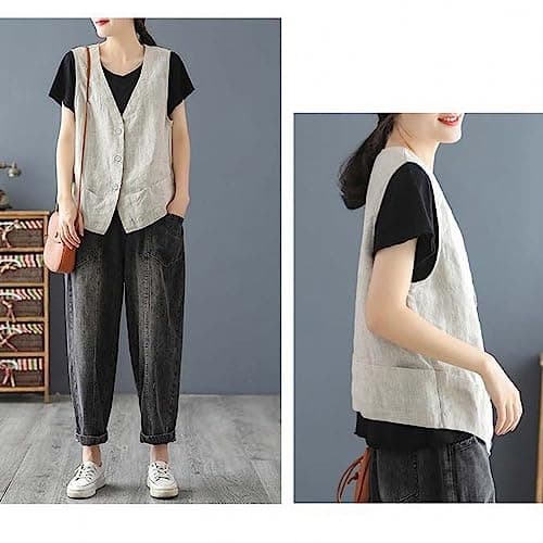 Lightweight Linen V-Neck Camisole Jacket for Women