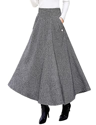 Ylingjun Warm Elastic High-Waisted Wool Skirt — Black White