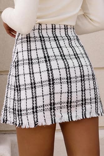 Kate Kasin Women's High Waist Plaid Skirt Mini Bodysuit