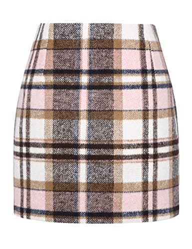 Plaid Mini Skirts for Women - High Waisted Wool Pencil Skirts