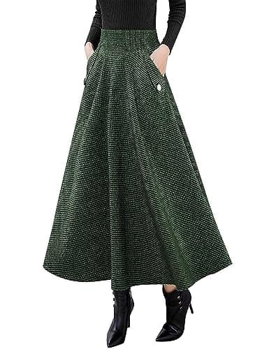 Ylingjun Warm Elastic High-Waisted Wool Skirt — Army