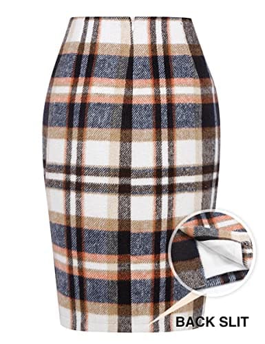 Plaid Wool Midi Skirt for Women in Fall/Winter 2024