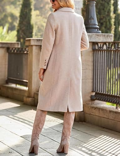 IDEALSANXUN Women's Long Wool Trench Coat Fall Winter Dressy Peacoat