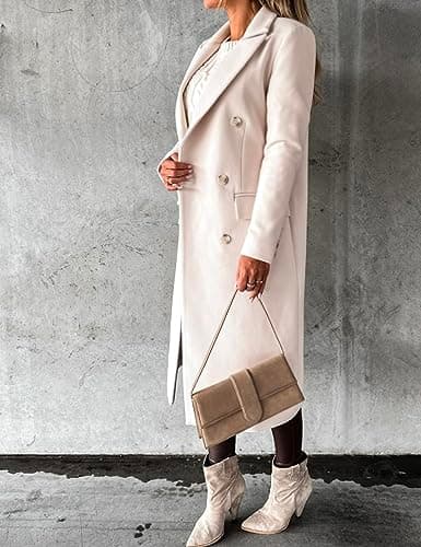 IDEALSANXUN Women's Double Breasted Long Wool Trench Coat for Fall & Winter