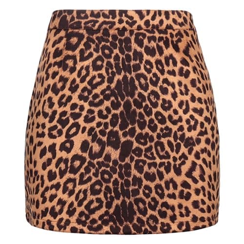Ibeauti Women's High Waist Plaid Mini Pencil Skirt with Side Split — Leopard
