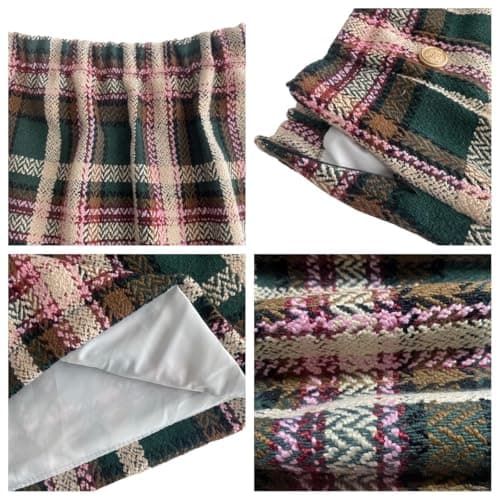 HERBATOMIA Women's Vintage Plaid Mini Pencil Skirt with High Waist Zipper