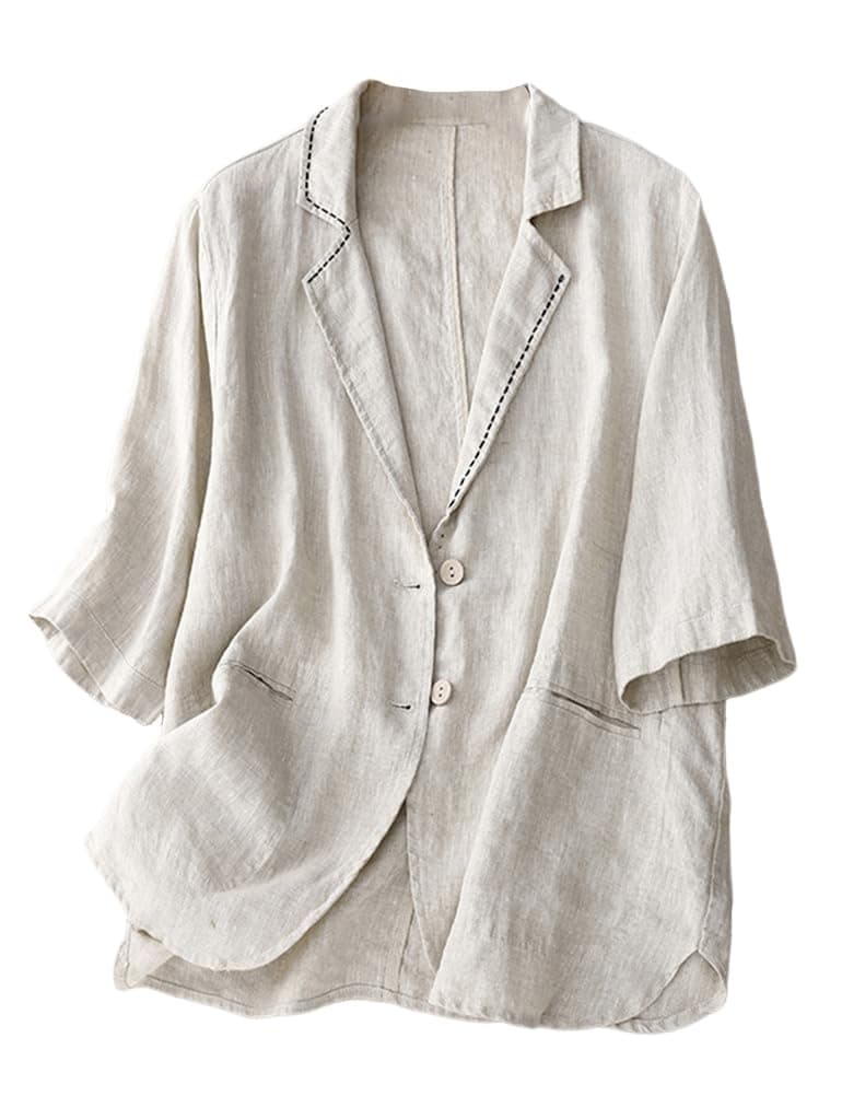 Casual Cotton Linen Blazer for Women