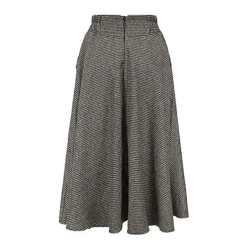 High Waist Plaid Wool Maxi Skirt for Women - A-Line Flared Style